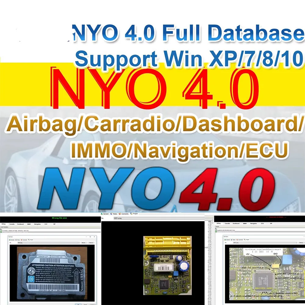 NYO 4-Airbag de base de datos completa, Carradio, salpicadero, IMMO, navegación, Software de reparación de datos automáticos, CD