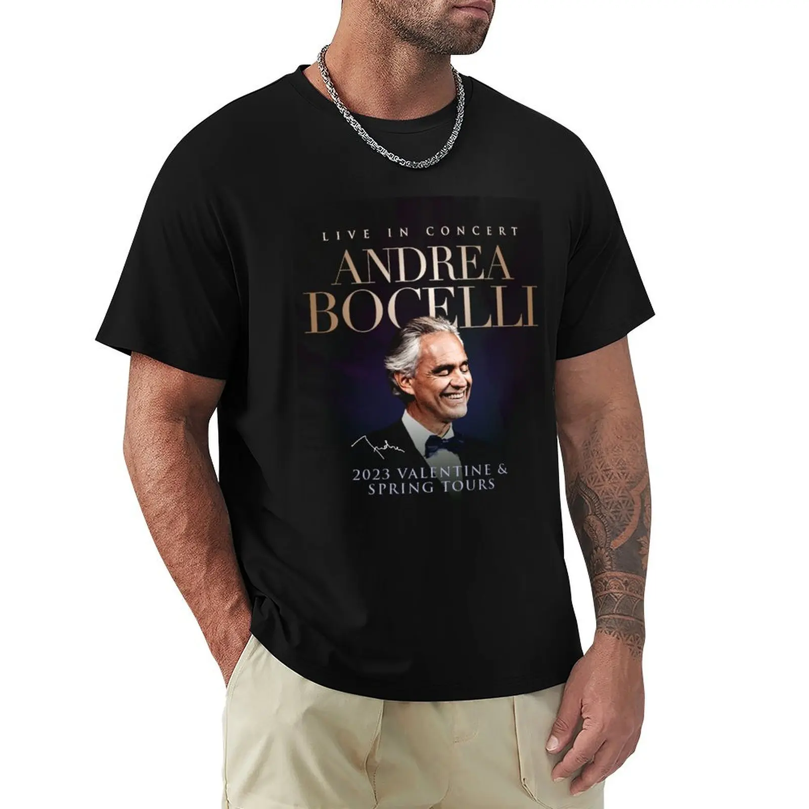 

Andrea Bocelli 2023 Valentine & Spring Tours with Signature T-Shirt quick drying anime clothes slim fit t shirts for men