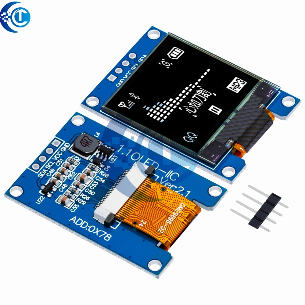 SH1107 Vertical White OLED Display Module, 1.1 Inch 96*96 Resolution, SPI Interface 4/7Pin, Compatible with Arduino DIY Projects