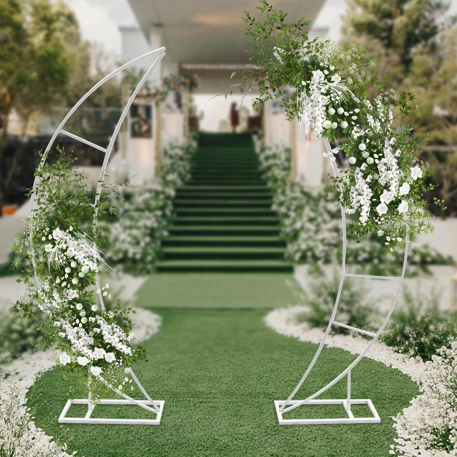 2 * حوامل زفاف من الفولاذ الكربوني، ثبات جيد، متعة DIY لحفلات الزفاف، وحفلات أعياد الميلاد، وحفلات الافتتاح باللون الأبيض