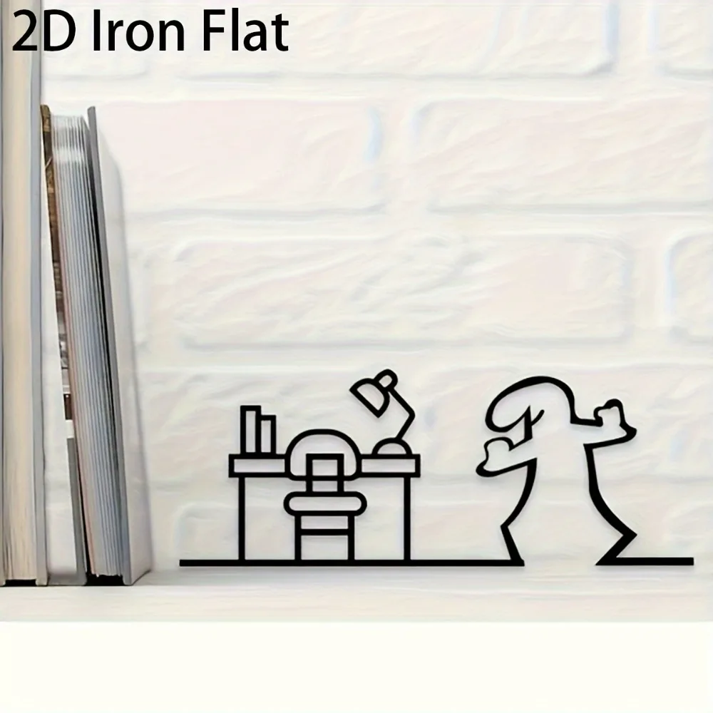 CIFBUY Iron Wall Art,2D Flat Laser Cut Minimalist Line Art Metal Hanging Sculpture,Rustproof Powder‑Coated Wall Decor