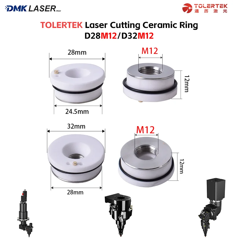 TOLERTEK Laser Cutting Ceramic Ring D28 M12 Ceramic Body D32 M12 Nozzle Connector Holder tolertek Laser Cut Machine  Head Parts