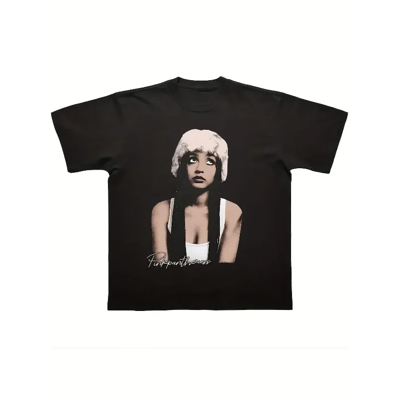 New men's and women's portrait printed T-shirts for autumn and winter, combining retro YK style with nostalgic aesthetics