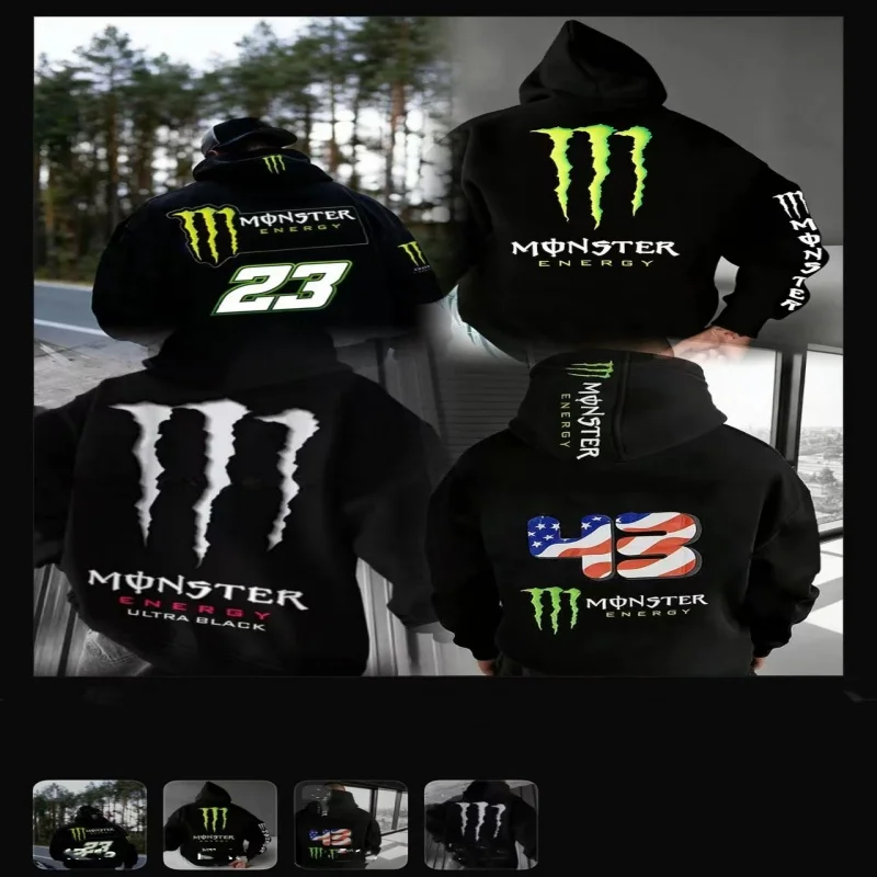 2026Monster EnergyNieuw heren- en wintermonster-energiesportbomberjack met capuchon en ritssluiting voor heren en dames