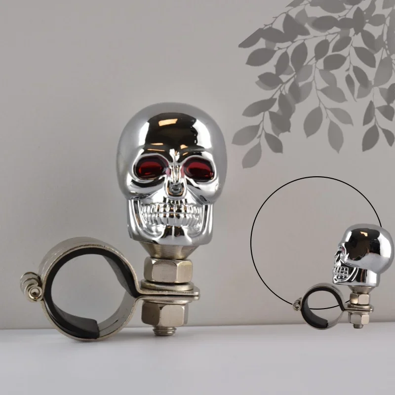 Uniwersalny aluminiowy uchwyt na kierownicę z motywem czaszki, wspomaganie kierownicy samochodowej.