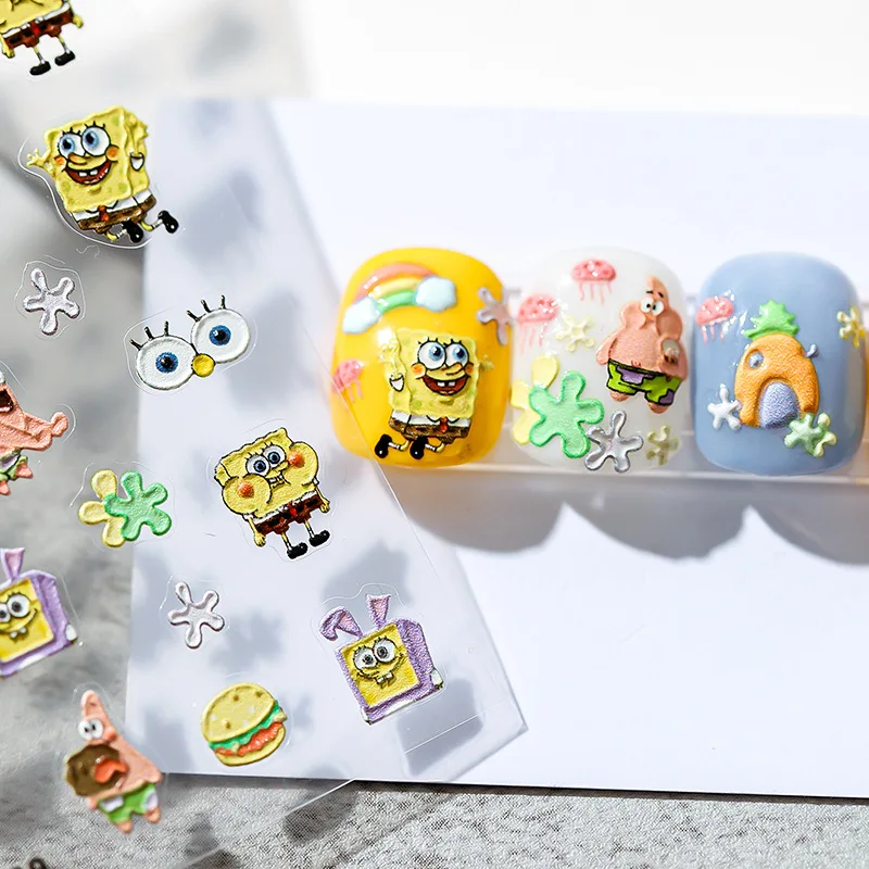 SpongeBob SquarePants New Craft 5D Thin and Tough Nail Stickers Pro Cartoon Soft Adhesive Back Adhesive Nail Stickers DP Series