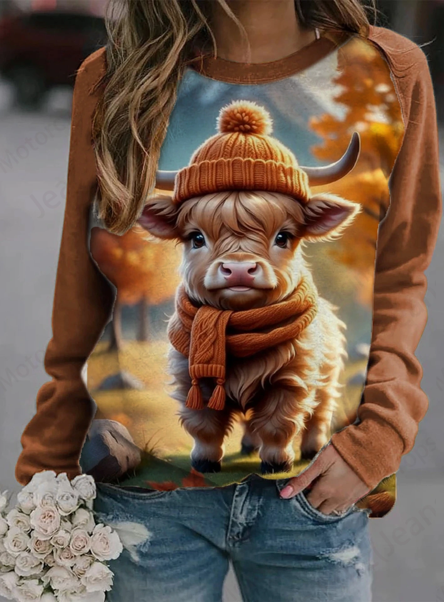 Funny Chicken Cow 3d Print Hoodie Women Fashion O-neck Hoodies Female Sweats Cartoon Animal Coat Girl Clothes Kawaii Sweatshirt