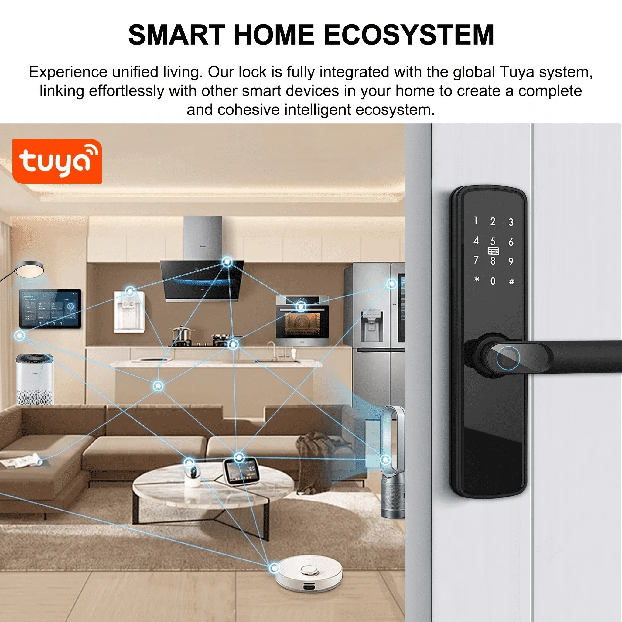 B25 Smart WiFi Fingerprint Door Lock,Keyless Entry Deadbolt with Tuya APP,Password,NFC,IC Card,Remote Control &Low Battery Alert