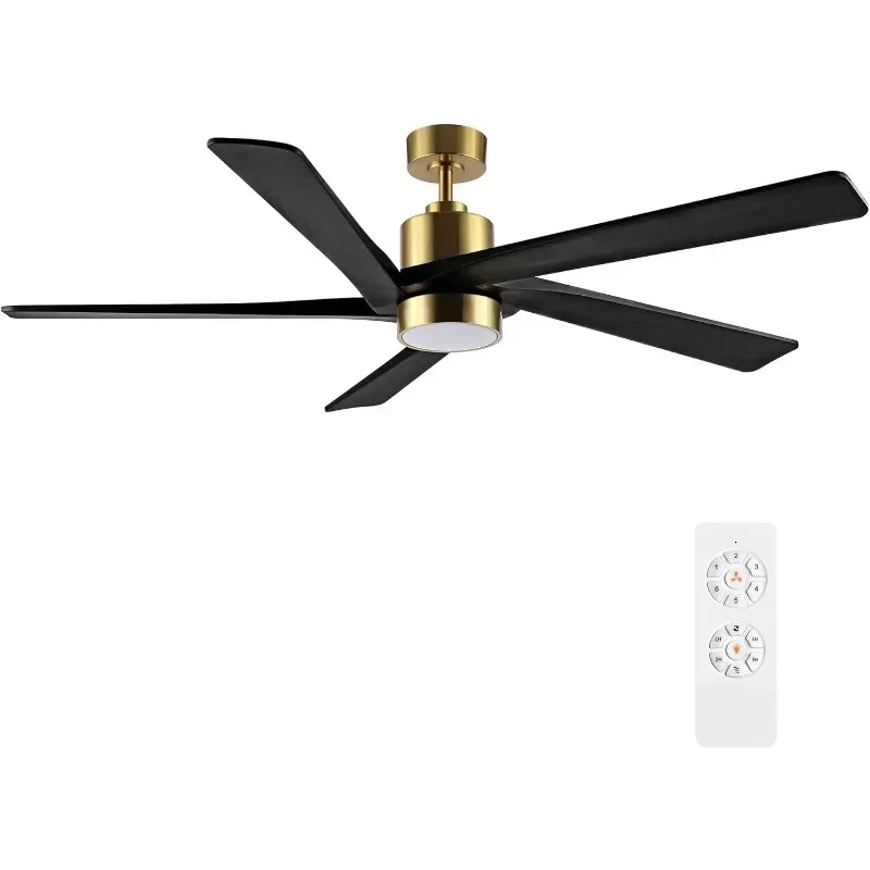 

Ceiling Fan with Lights and Remote Control,Reversible Carved Wood Blades,Speed Noiseless Motor, Modern