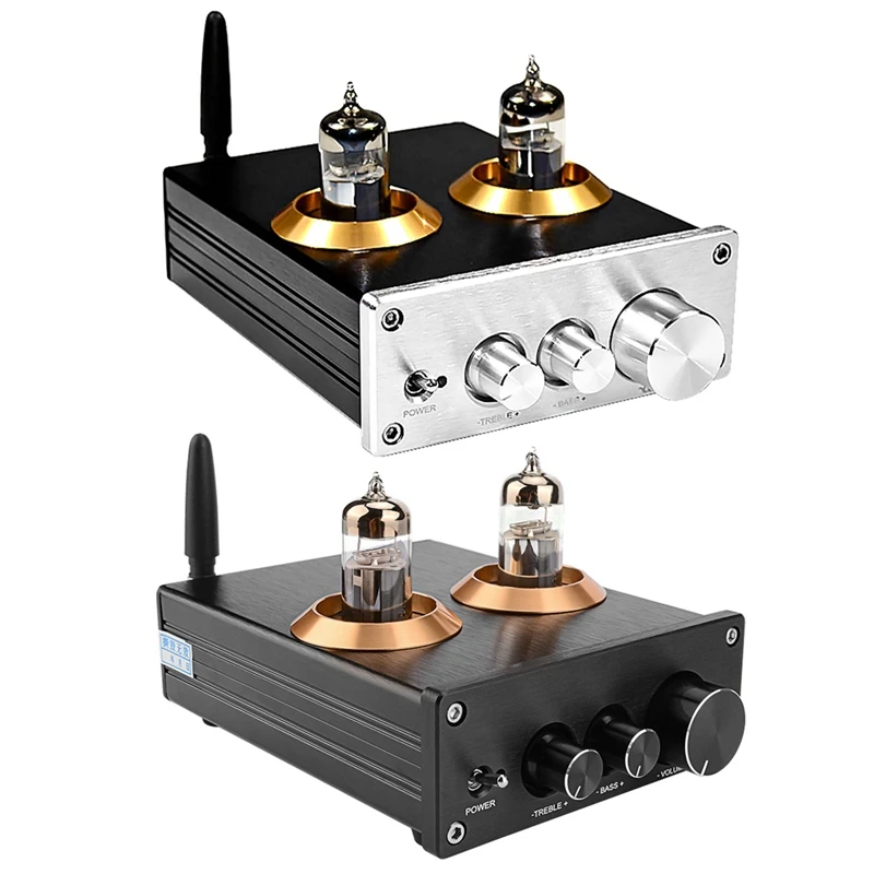 Amplifier Stereo, Buffer Hifi 6J5 Bluetooth 4.2 tabung Preamp Amplifier dengan nada Bass Treble