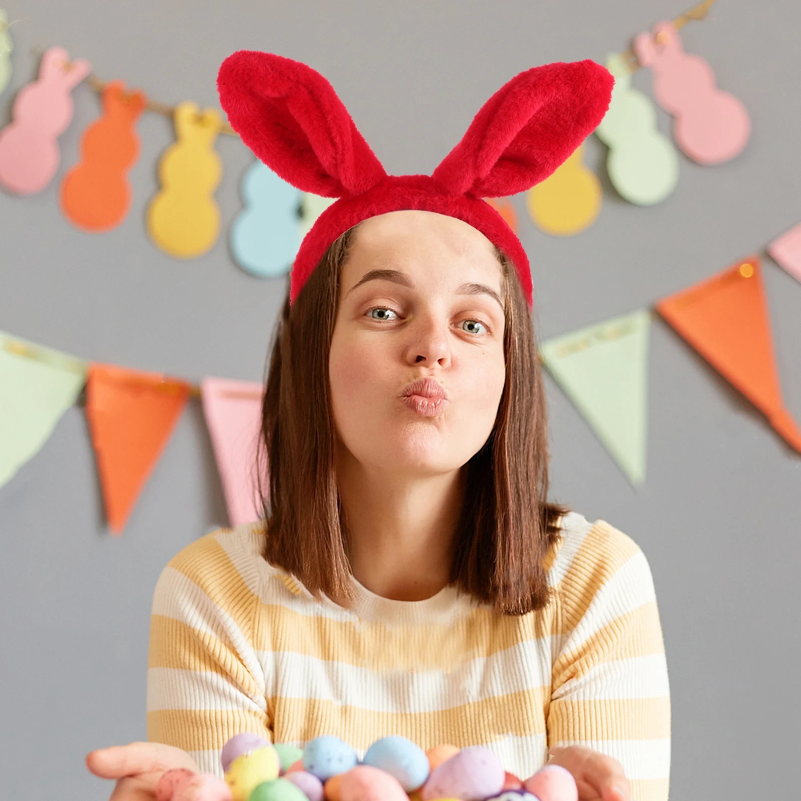 

Faux Headband Rabbit Hair Hoop Red Girl Cosplay Bunny Ears Cosplay Party Hats Rabbit Ears Hair Hoop Accessories