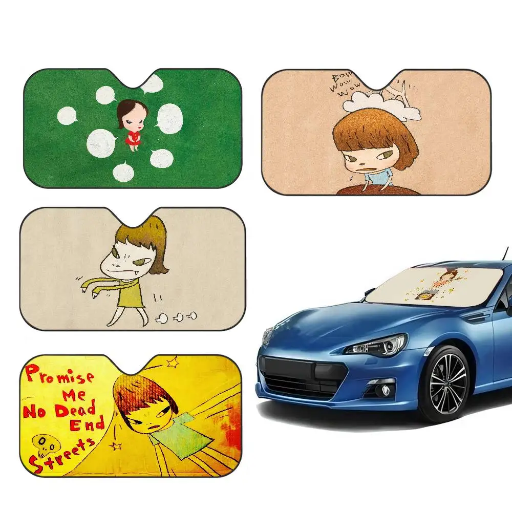 Japan Yoshimoto nara cartoon girl Car Windshield Foldable Sun Shade Cover Block Reflector Portable Breathable Anti Protector