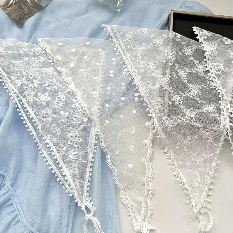 

Triangle Lace Trim Hair Scarf Early Spring Butt Curtain Small Apron A-Line Half Skirt Fashion Ins Stacked Short Skirts Headscarf