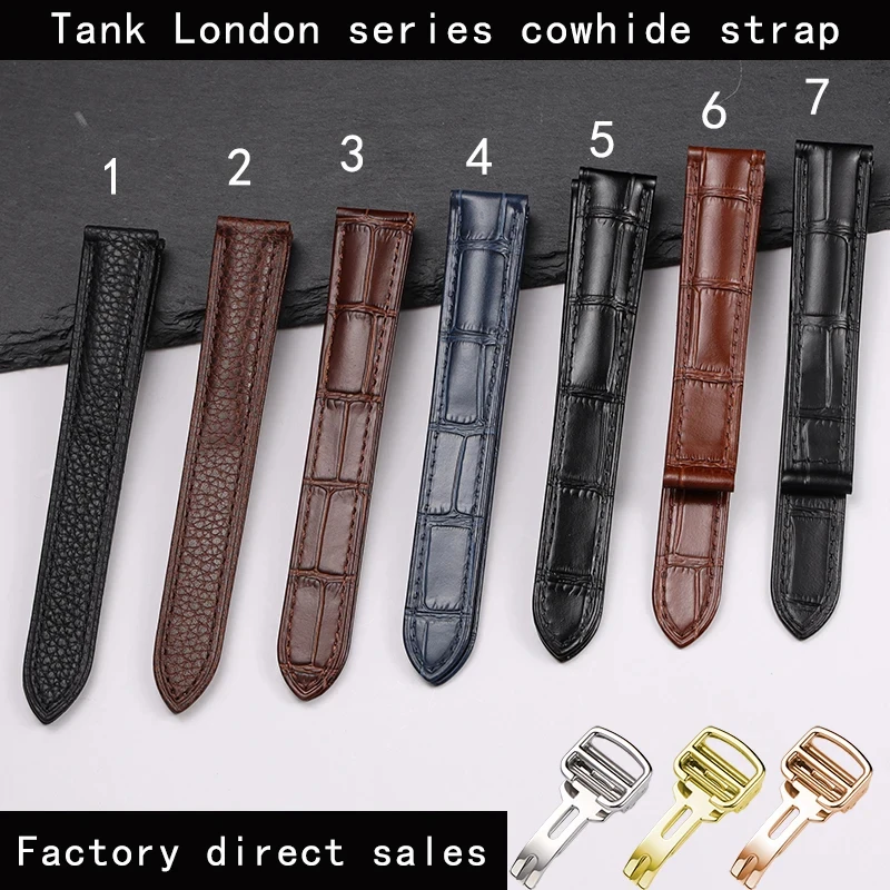 Compatible with Cartier genuine leather watch straps –for men's Tank London and women's Ronde Solo, ocowhide leather18 20 22 25