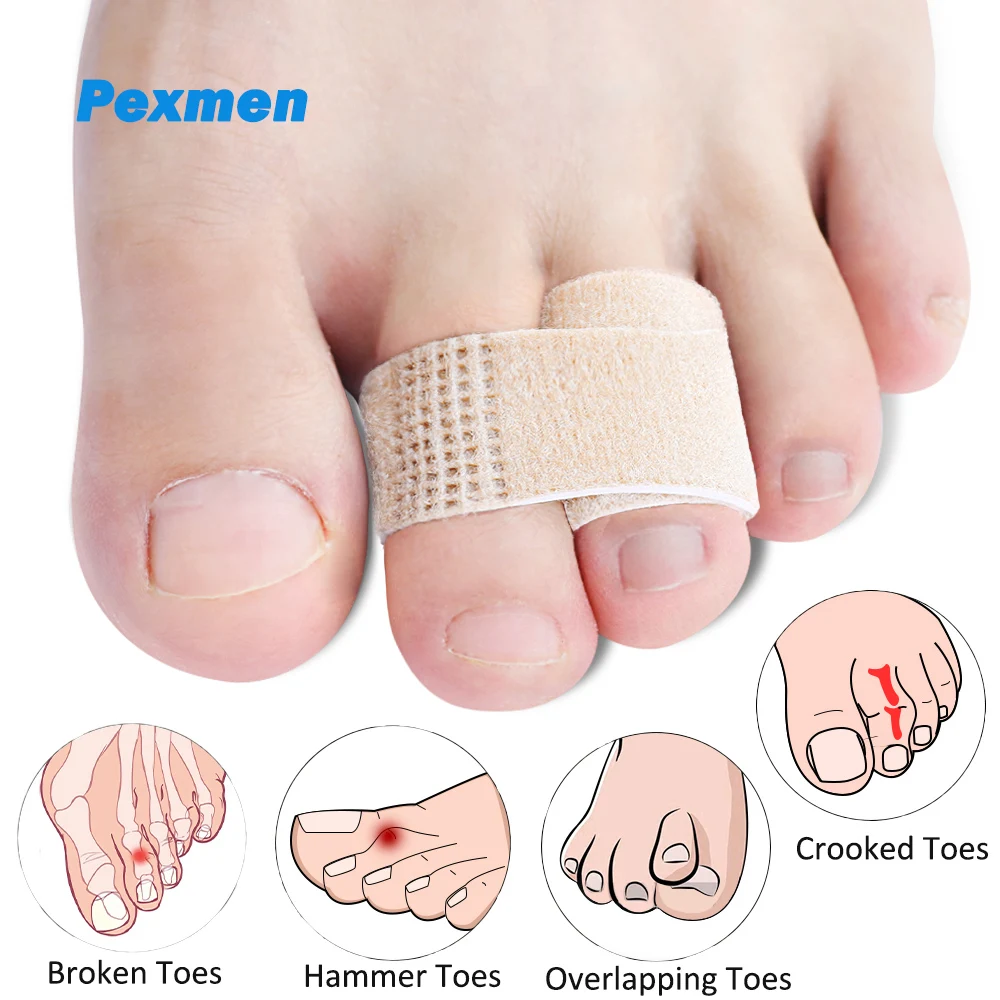 Pexmen 1/2/5/10/20 Hammer Toe Straightener Toe Splints Toe Wraps Bandages for Correcting Hammertoe Crooked & Overlapping Toes