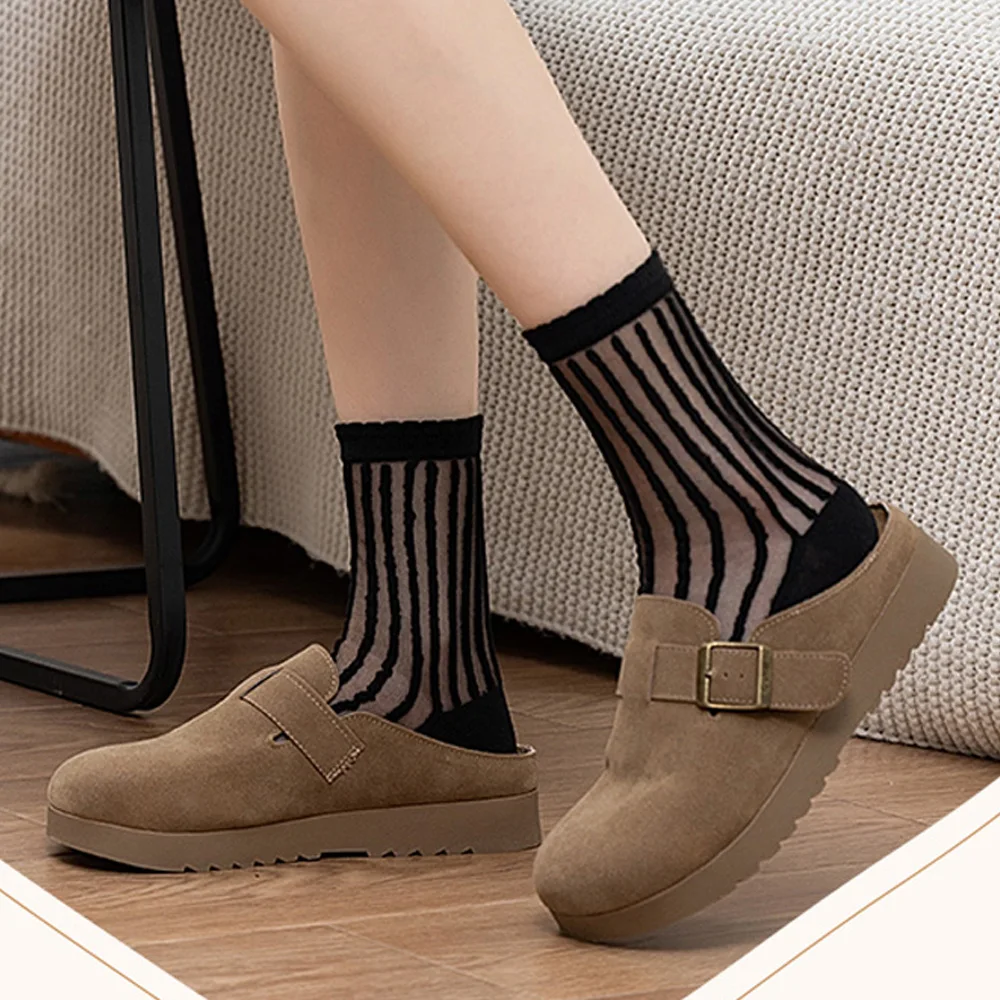 WOMEN'S Socks Fashion Tulle Mesh Design Sense Glass Stockings Ultra-thin Transparent Crystal Lace Elastic Summer Ankle Socks