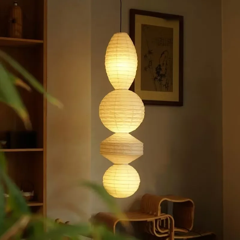 

Japanese Pendant Light Modern Simple Geometric Rice Paper Lamp For Living Room Restaurant Tearoom Bedroom Bedside Hotel Lamp