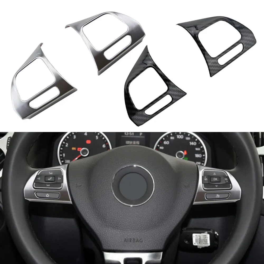 Steering Wheel Chrome Cover Trim Insert For VW Golf 6 Mk6 Passat B7 CC EOS Tiguan Jetta Touran Sharan Caddy Badge Bezel Sticker