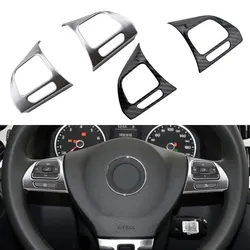 Steering Wheel Chrome Cover Trim Insert For VW Golf 6 Mk6 Passat B7 CC EOS Tiguan Jetta Touran Sharan Caddy Badge Bezel Sticker