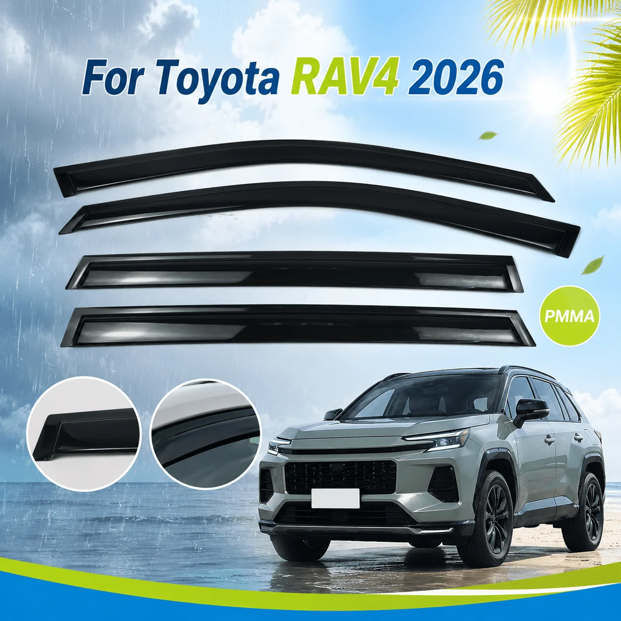 

For Toyota RAV4 2026+ Side Window Deflector Car Side Window Weathershield Car Exterior Accessory Car Side Window Wind Deflectors