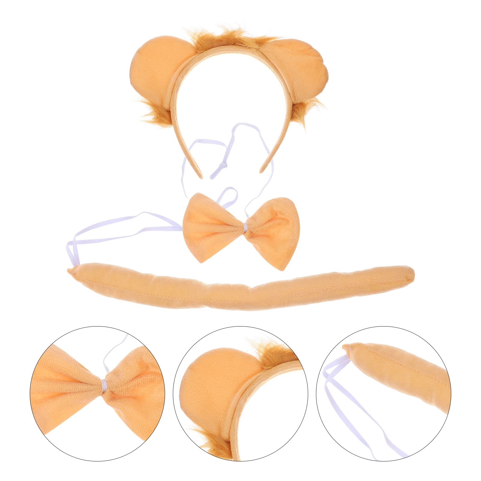1 zestaw Opaska z Uszami Lwa Muszka Ogon Kostium Zwierzęcy Akcesoria Halloween Cosplay Zestaw Dziecięce Nakrycie Głowy Zwierzęce do Cosplayu