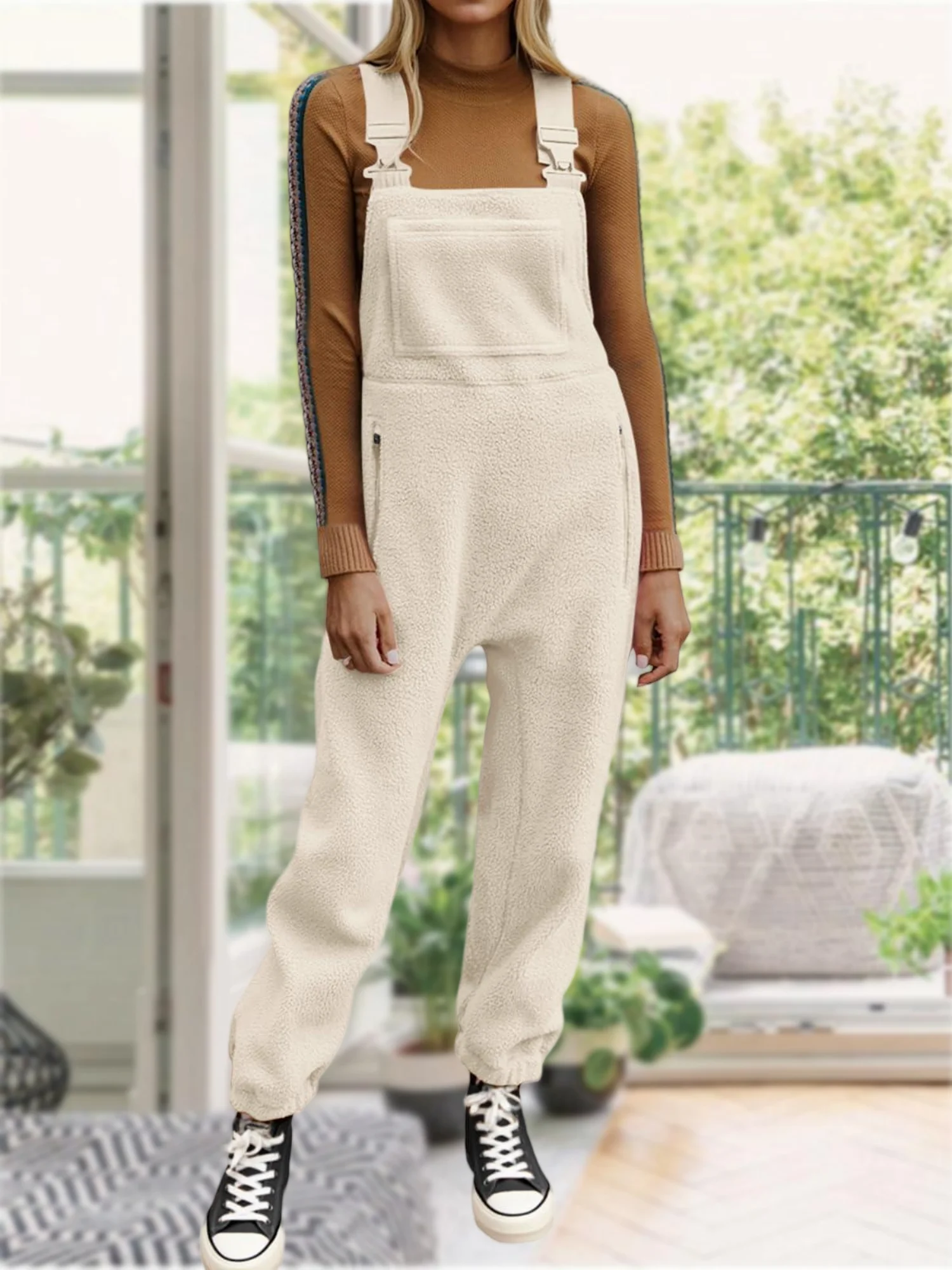 

Women's Winter Fleece Jumpsuit - Cozy Loose-Fit Overalls with Pockets | Thermal Warmth, Comfy Casual Wear