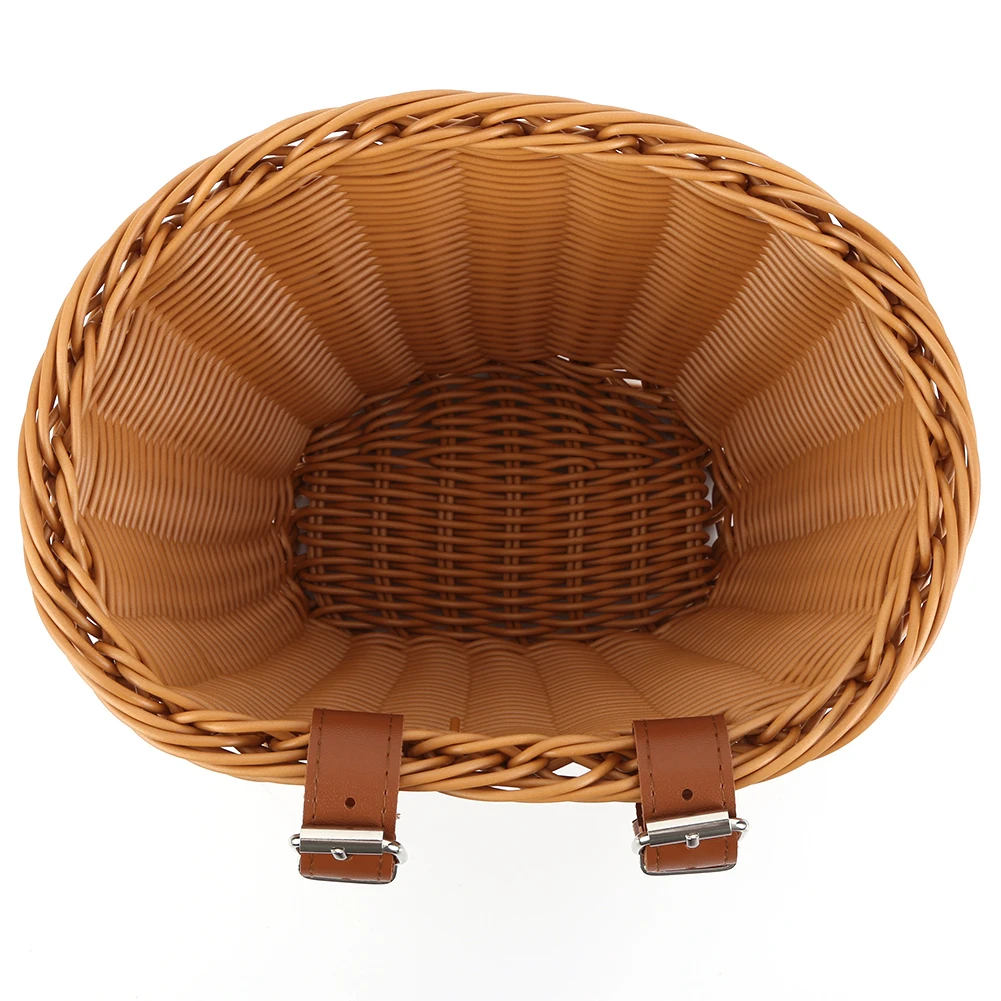 Braided Bicycle Basket Bicycle Bell Removable Imitation Rattan Bicycle Basket Waterproofing Bicycle Imitation Wicker Basket