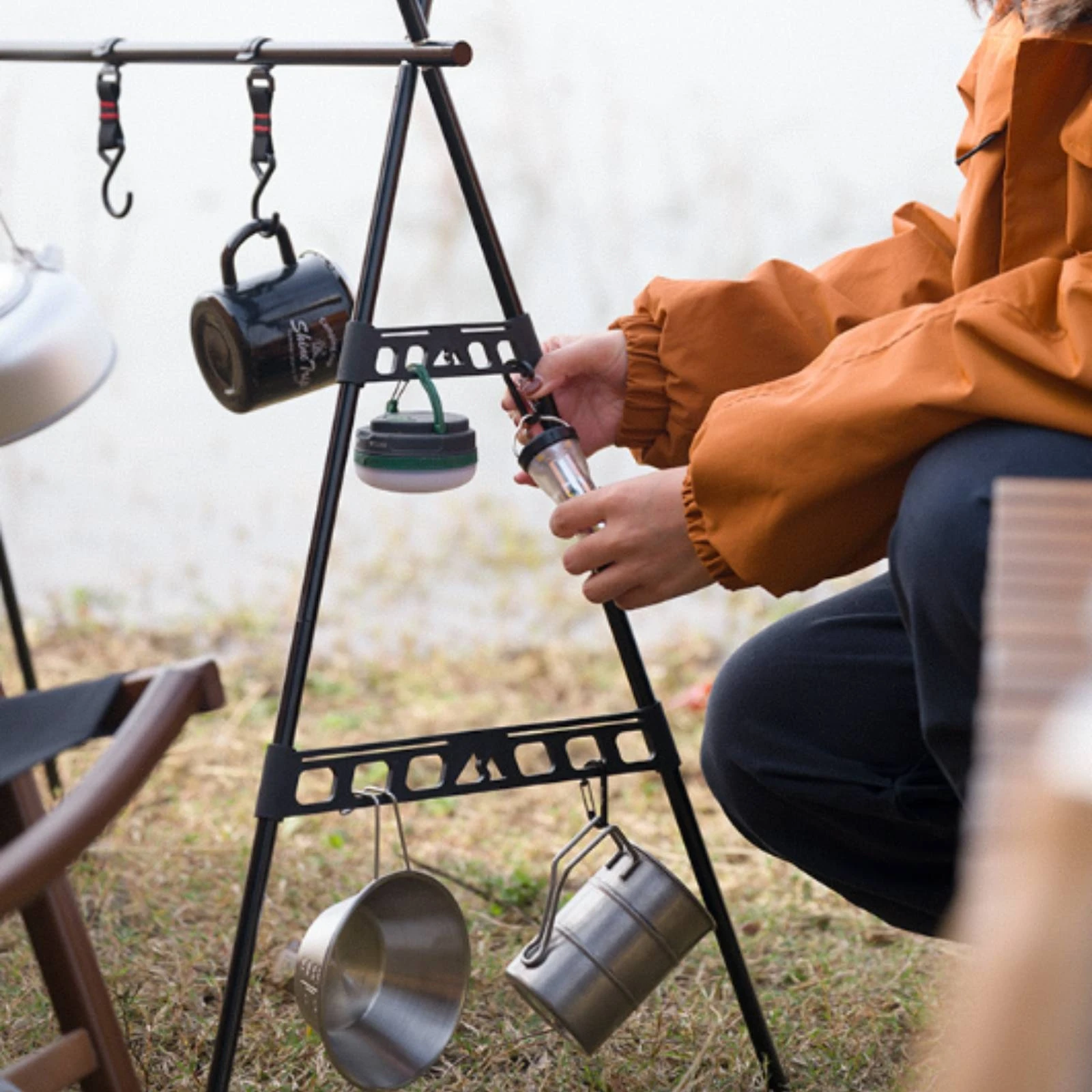 Camping Rack Brackets Metal Hanging Rack Brackets Bracket Compact for Campers, Outdoor Cooking, Picnics