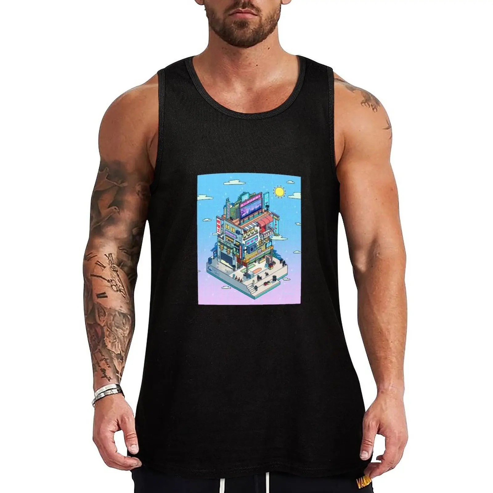 Corner Store Day Tank Top Performance Stretch Tank Top Athletic Workout Wear