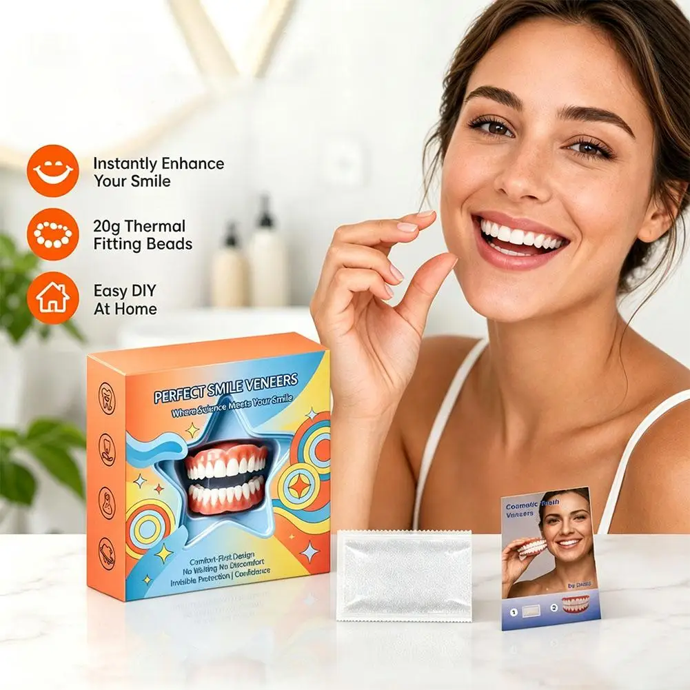 Comfort Handmade Silicone Upper & Lower Dentures, Simulation Teeth for Meals Outdoor Activities, Restore Your Youthful Smile