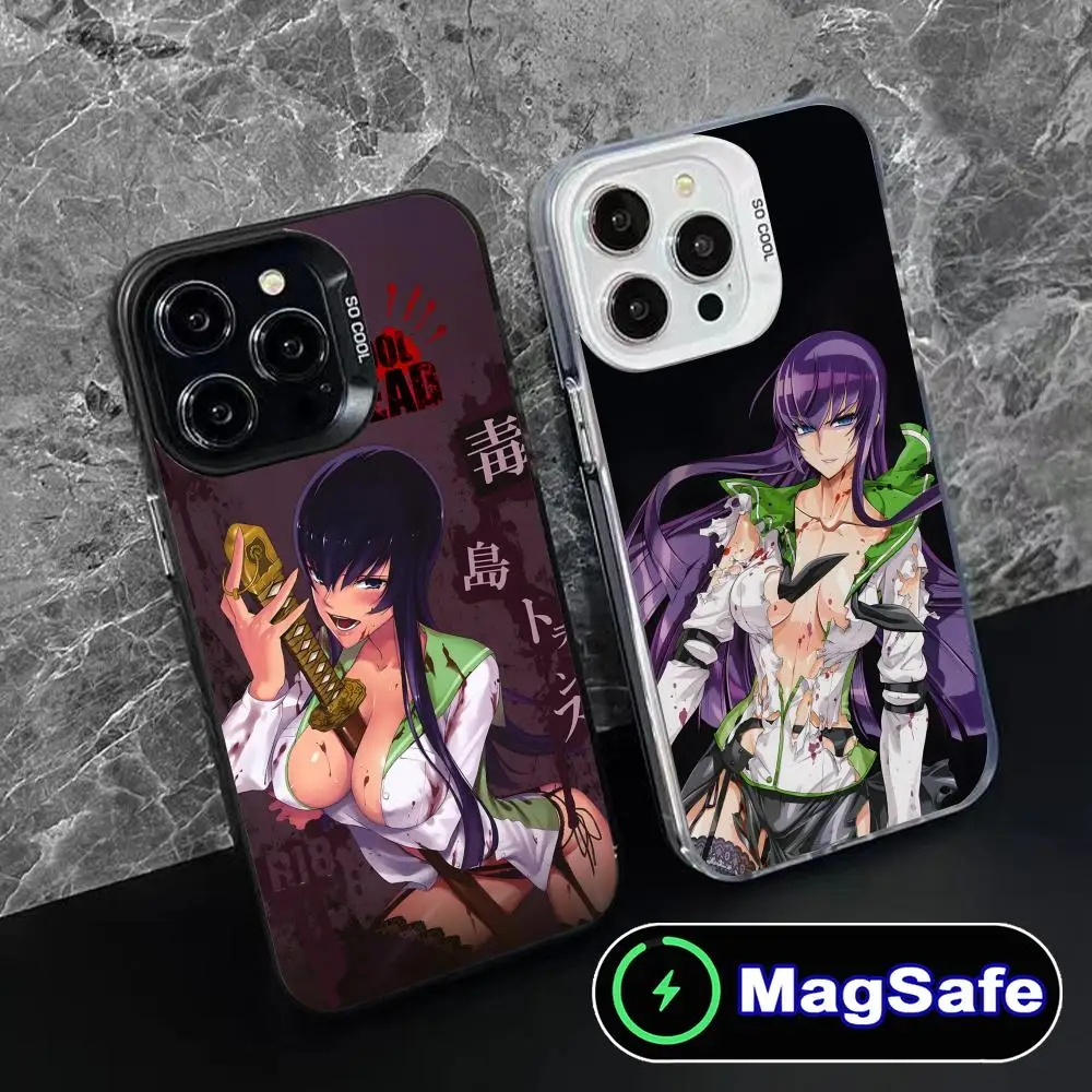 

HOTD Saeko Busujima Phone Case for iPhone 16 15 14 13 12 11 Pro Max Plus MagSafe Translucent Colour Printing Cellphones Cover