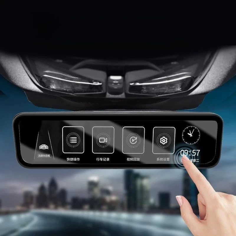 Streaming media rearview mirror for special car,  digital signal hidden front and rear dual cameras and dual recorders