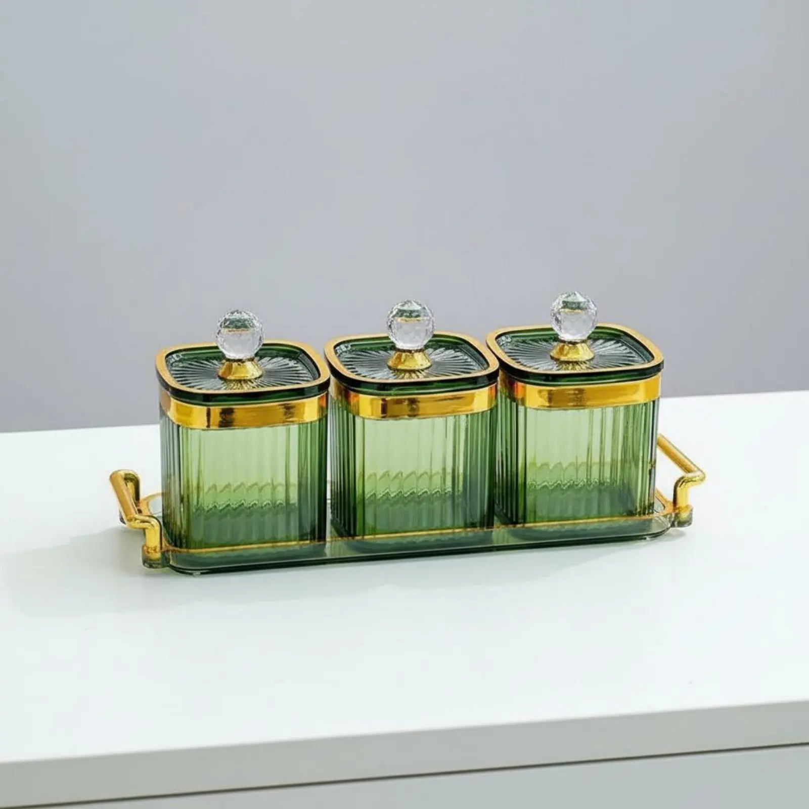 Decorative Snack Container Set Airtight Closure Luxury Food Storage Canister Set Lidded Candy Dish with Tray view 6