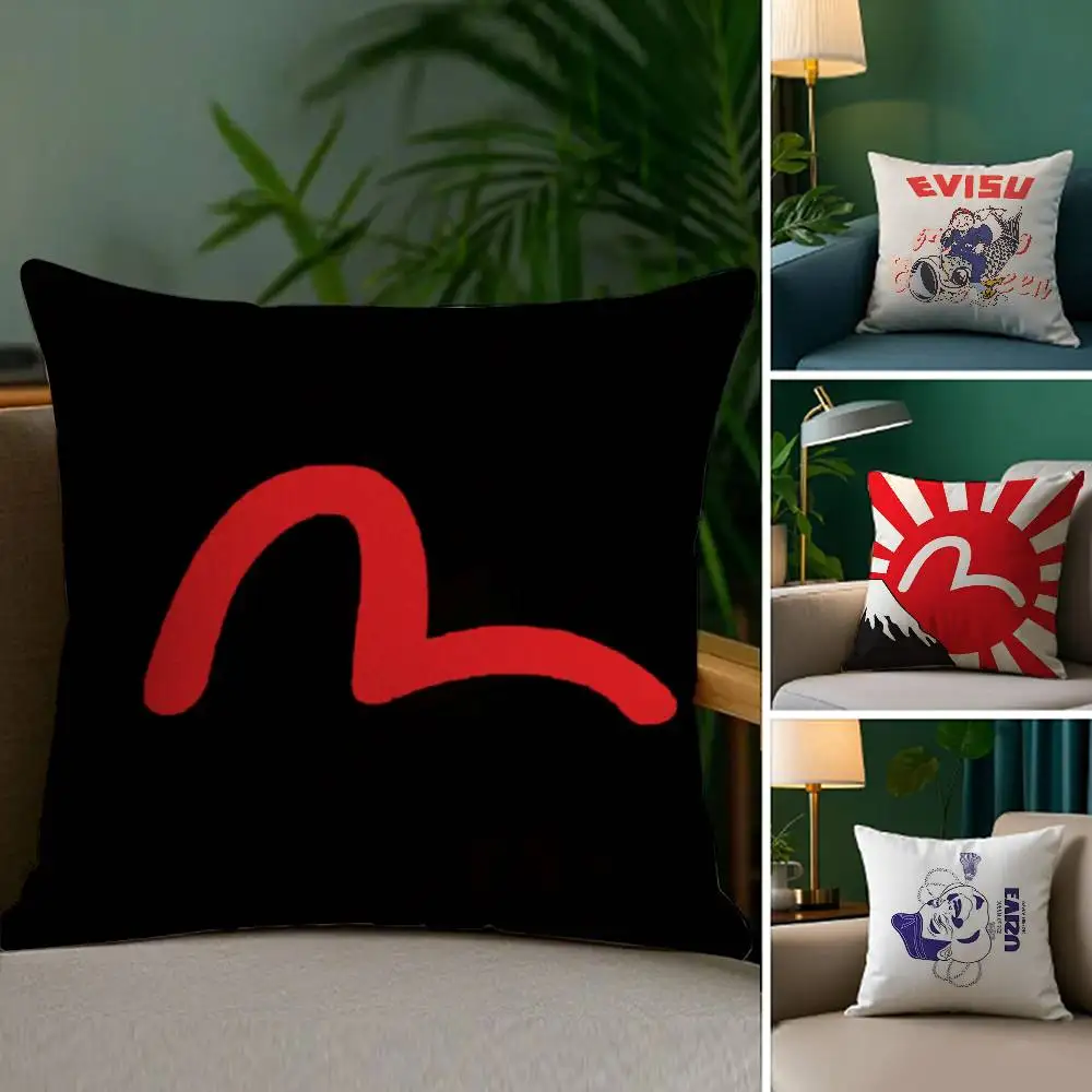 Selvedge Ретро Спецодежда Стиль E-Evisu-MT Джинсовая наволочка Плюшевая льняная мягкая двухсторонняя декоративная подушка с принтом Selvedge Ретро Спецодежда Стиль E-Evisu-MT Джинсовая наволочка Плюшевая льняная мягкая двухсторонняя декоративная подушка с принтом