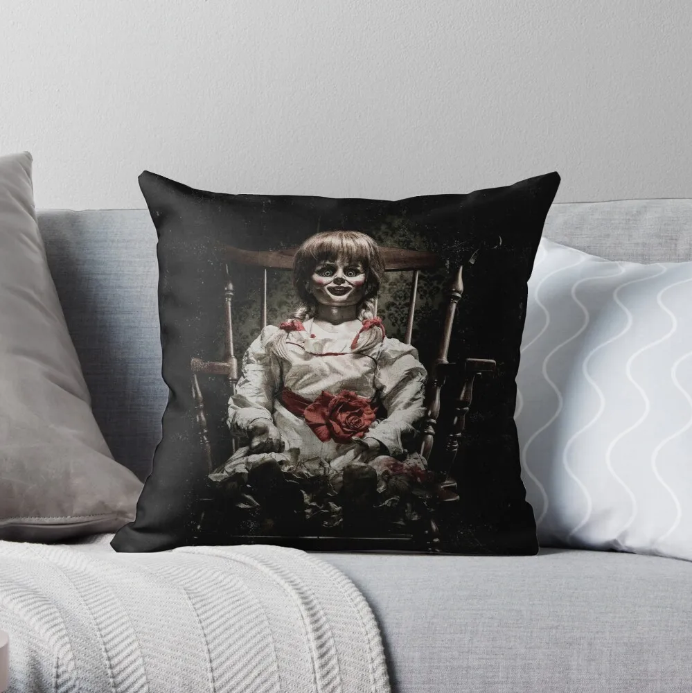 

Annabelle Horror Movie Poster Throw Pillow Couch pillows Plaid sofa