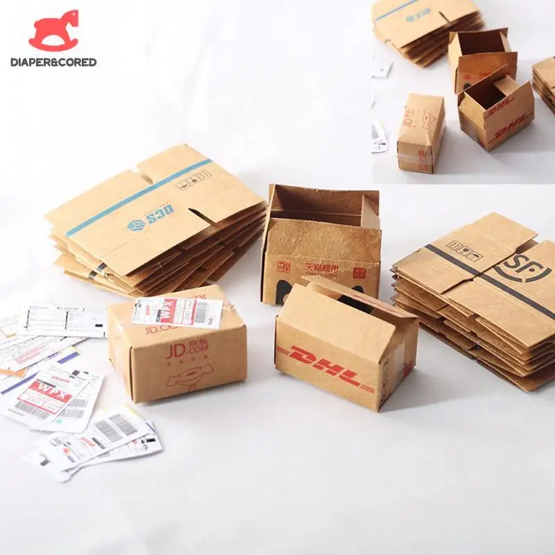 1/2/5 قطعة/المجموعة صندوق كرتوني صغير اكسبرس 1:12 دمية مصغرة محاكاة اكسبرس صندوق أثاث اكسسوارات ديكور لعبة #2