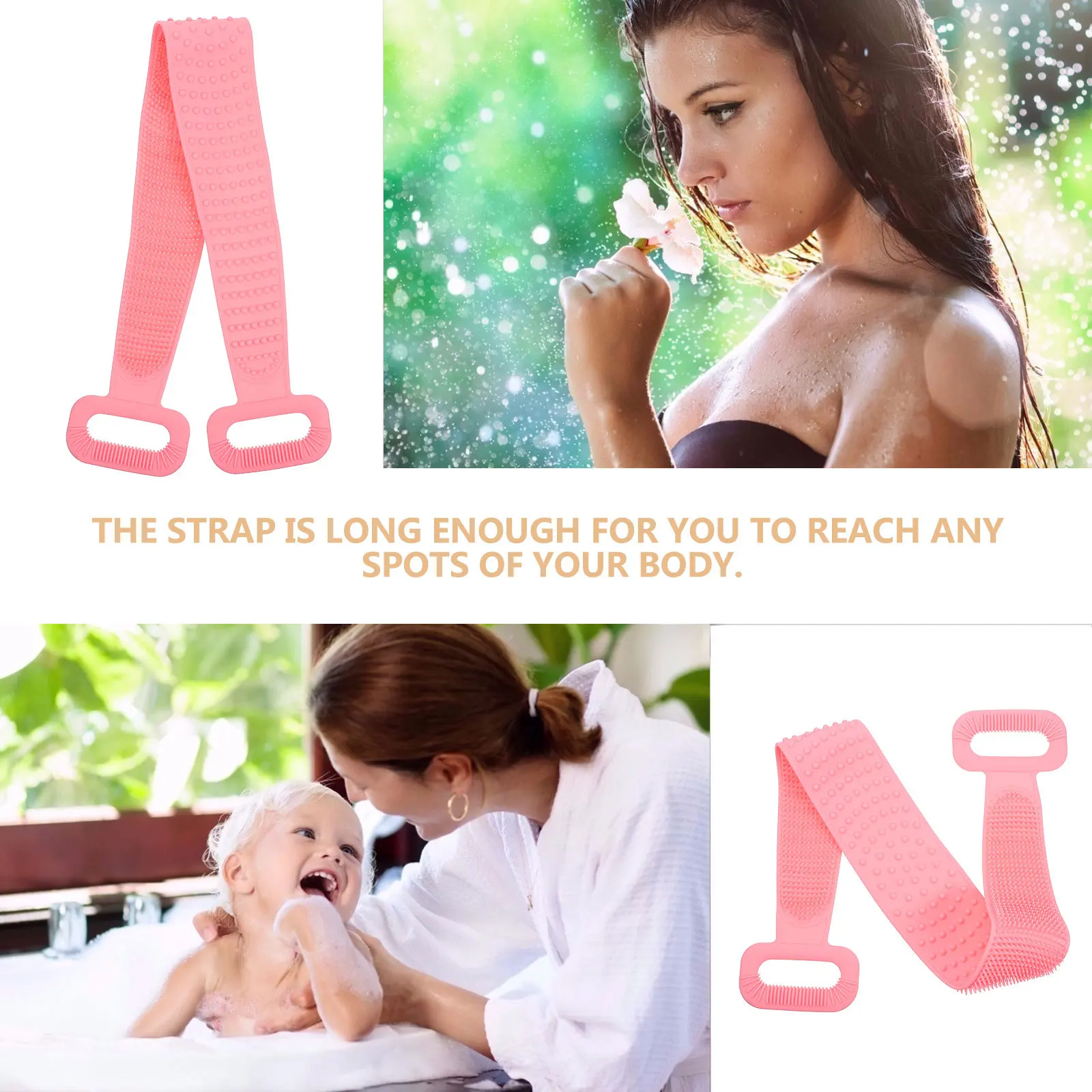 

1Pcs Silicone Bath Strip Long Back Scrubber for Deep Exfoliating Cleansing Massage Portable Shower Cleaning Tool for Body