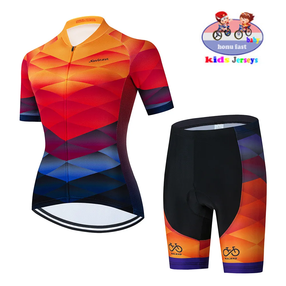 2023 New Baby Breathable Kids Cycling Jersey Set Cushion Shorts Breathable Children Bike Clothing Boys Girls Summer Bicycle Kit