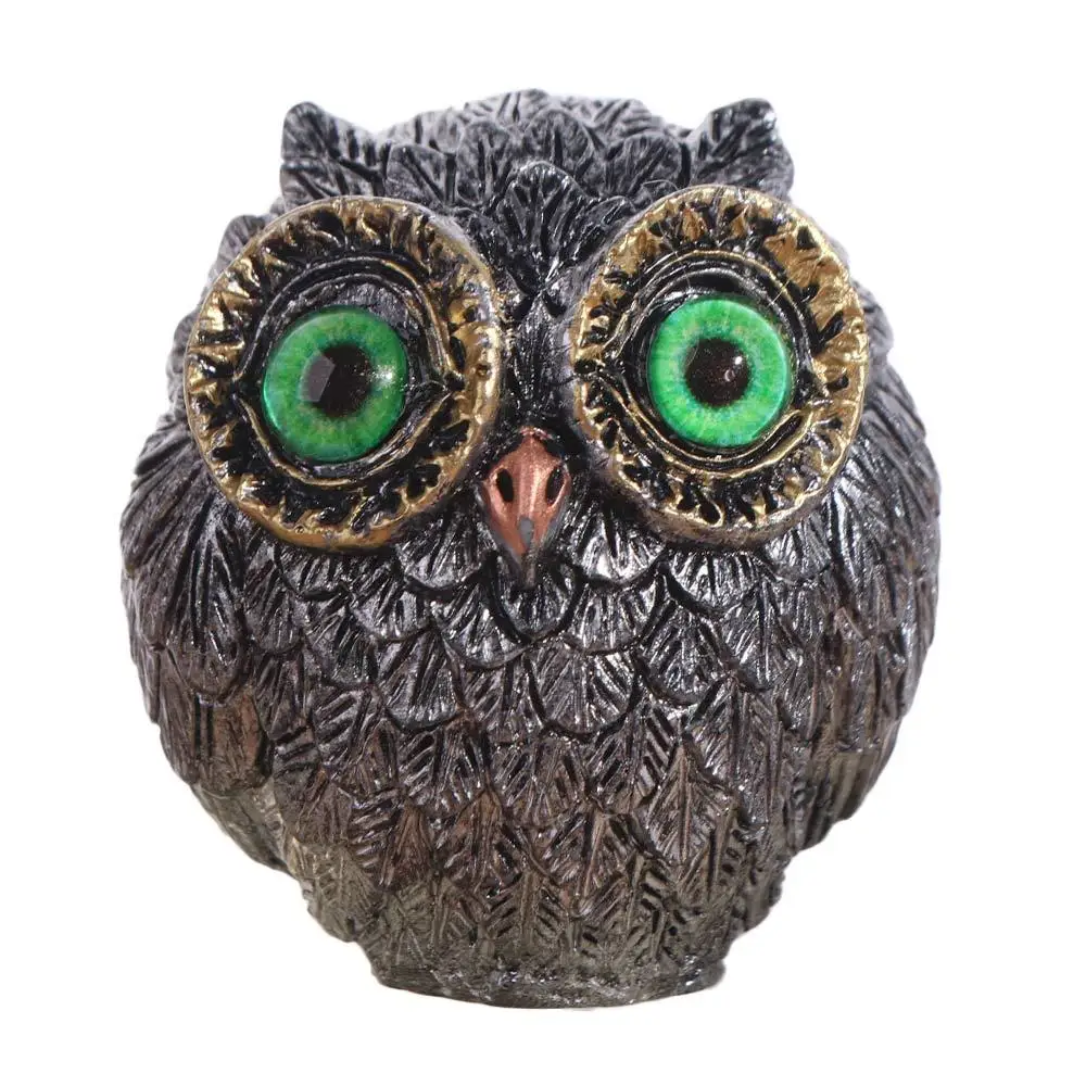 Figurine d'hibou réaliste en résine, ornements et mini-statues d'hibou porte-bonheur, décoration de bureau