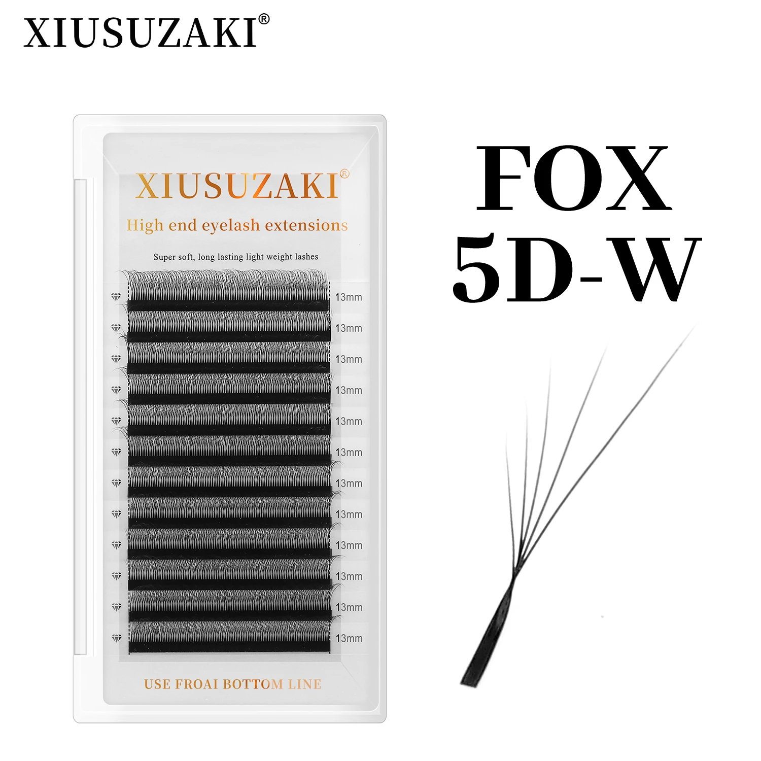 XIUSUZAKI Fox 5D W Shape Lashes Extensions Premade Volume Fans Individual Three Layers W Shaped Eyelashes Faux Mink Lashes