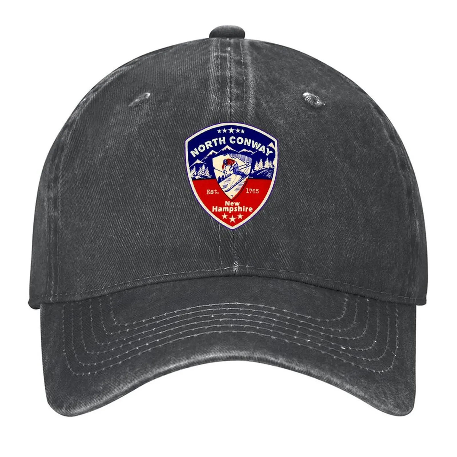 

North Conway New Hampshire Skiing Ski Mountains Skier NH Baseball Cap Golf Wear dad hat summer hat Women Men's