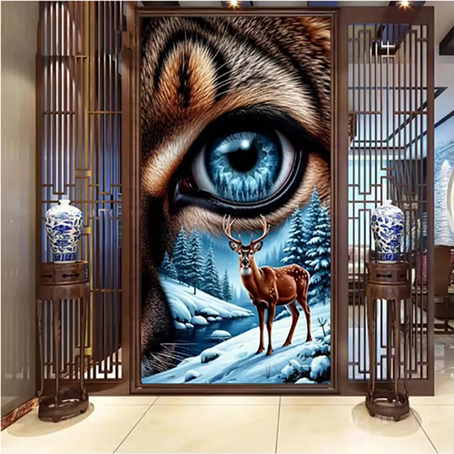 

5D Diamond Painting Kits For Adults, Snow Deer Abstract Animal Eyes Full Square Round Drill Diamond Painting Kits For Beginners