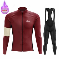 Nueva Ropa de Ciclismo Rvouei de invierno, conjunto de Ropa de Ciclismo de lana térmica para hombre, pantalones con pechera para bicicleta de montaña al aire libre, Ropa Maillot Ciclismo