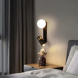 Modern Black Gold LED Spotlight Wall Light Lighting for Bedside Bedroom Study Office Living Room Entrance Indoor Decoration Lamp