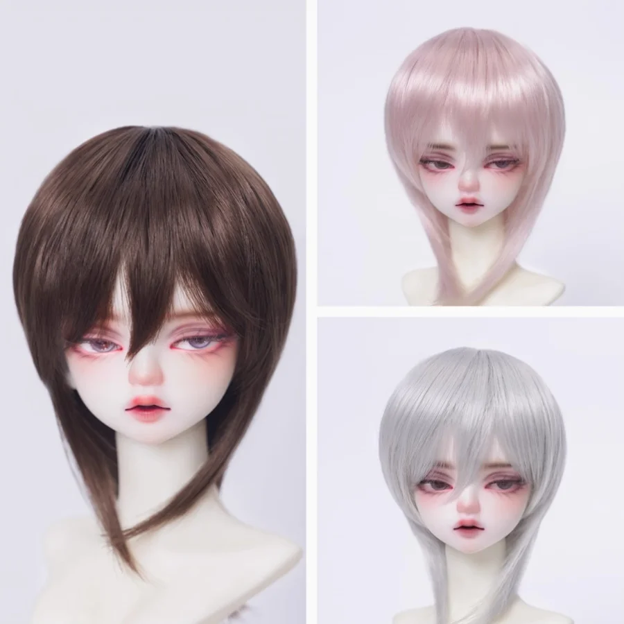 BJD doll wig is suitable for 1/6 1/4 1/3 size male short hair soft silk Wolf tail doll accessories