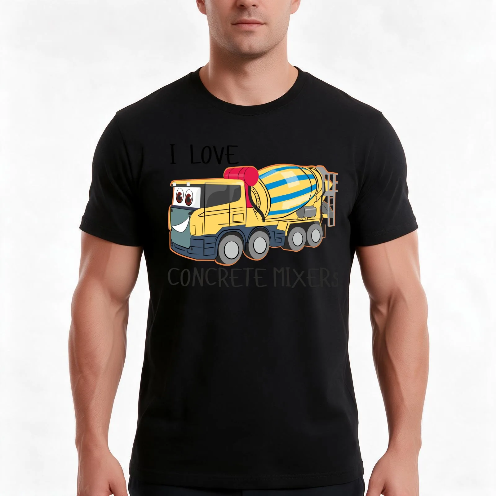 Concrete Mixer Cement Truck For Kids T-Shirt, Summer Casual Cotton Tee, Oversized Streetwear Tops, Vintage Graphic Print