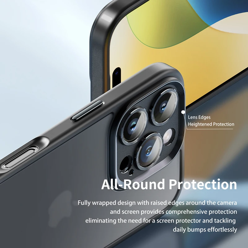 ROCK Case for iPhone 16 Pro Max Matte Semi-Transparent PC +TPU Anti-Fingerprint Anti-Scratch Protection Case