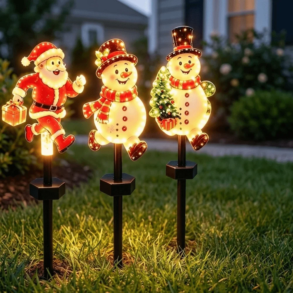 Solar Powered Christmas Solar Light Snowman Waterproof Santa Claus Pathway Lights Weatherproof Santa Claus