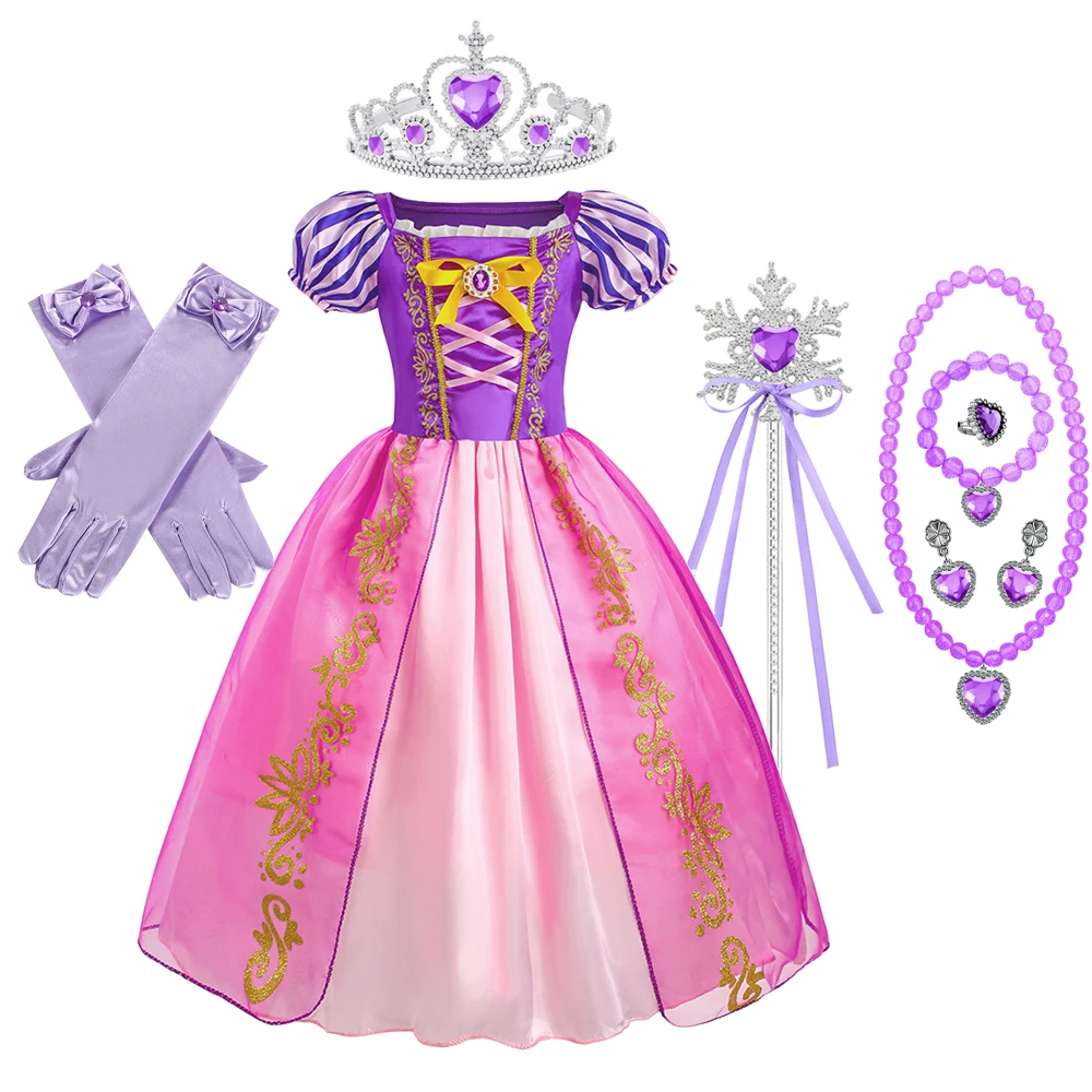 Mädchenkostüm Kinder Cosplay Prinzessinnenkleid Halloween Geburtstag Festliches Partykleid Rapunzel-Kleid Mädchen Karneval Tangled-Kostüm – Detail 8