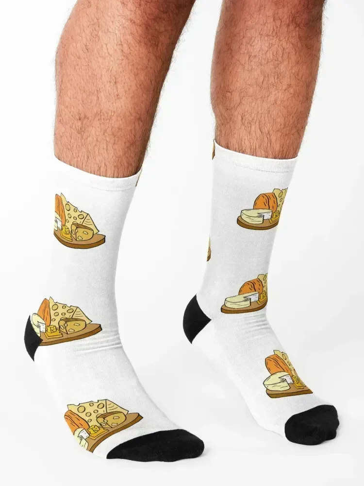 Chaussettes pour amoureux du fromage avec imprimé, cadeaux de noël, chaussettes joyeuses pour hommes et femmes